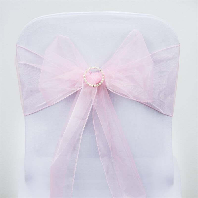 5Pack Pink Sheer Organza Chair Sashes